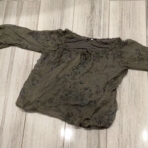 Floral Olive Green Women's Silk Top